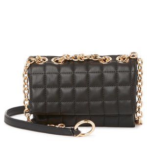 House of Want Small How We Slay Vegan Leather Shoulder Bag in Black Quilt